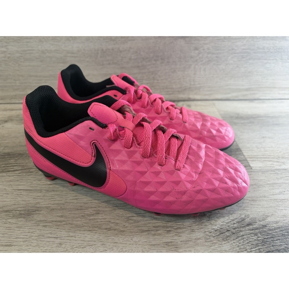 Nike Pink Black Youth Tiempo Cleats Sz 3Y AT5881-600 Soccer Shoes Boys Kids